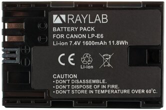 Аккумулятор Raylab RL-LPE6 1600мАч (для EOS 6D 60D, 70D, 80D, 7D, 5D mark II, mark III)