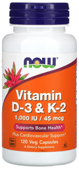 Капсулы NOW Vitamin D-3 & K-2, 90 г, 100 мл, 120 шт.