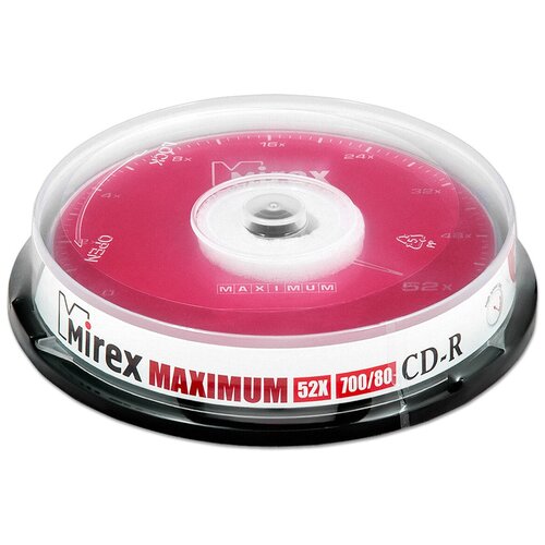 Диск Mirex CD-R 700Mb MAXIMUM 52X cake, упаковка 10 шт. диск mirex cd r 700mb maximum 52x cake упаковка 10 шт