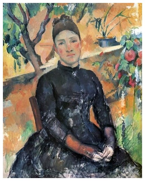 Репродукция на холсте Мадам Сезанн в Оранжерее (Madame Cezanne in the Greenhouse) Сезан Поль 50см. x 63см.