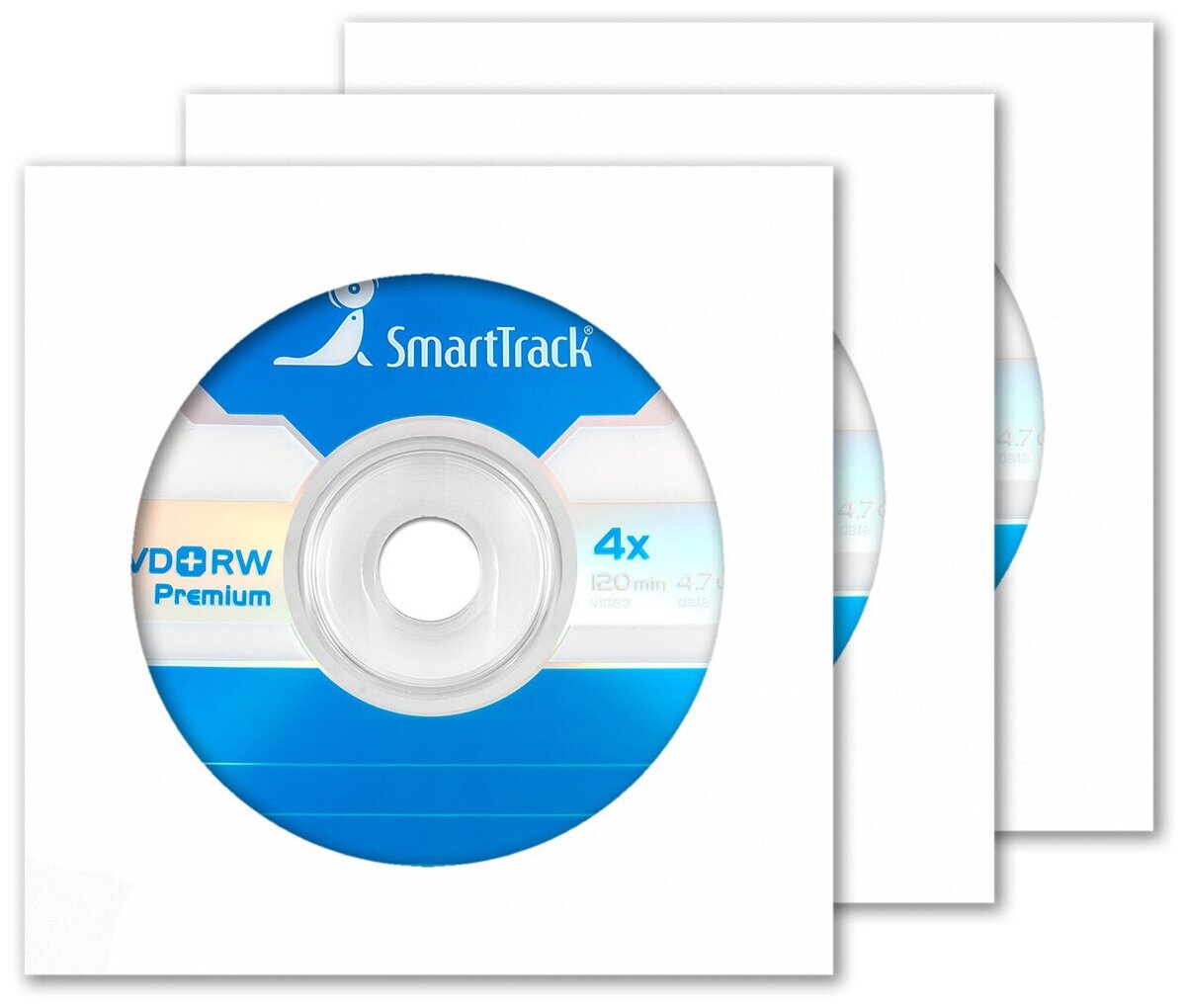 Перезаписываемый диск SmartTrack DVD+RW 4,7Gb 4x в бумажном конверте с окном, 3 шт.