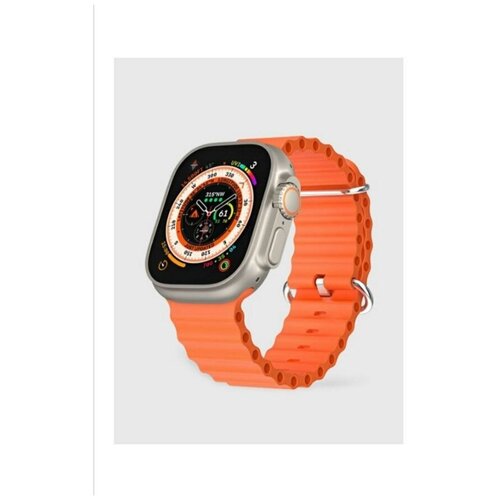 Умные часы WearFIt GS8+ Ultra серебро, оранжевый ремешок