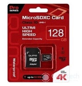 Micro SecureDigital 128Gb QUMO QM128GMICSDXC10U3 {MicroSDXC Class 10 UHS-I SD adapter}