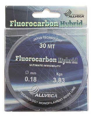 Леска монофильная ALLVEGA "Fluorocarbon Hybrid" 30м 0,18мм, 3,83кг, флюорокарбон 65% 9336045 - фотография № 5