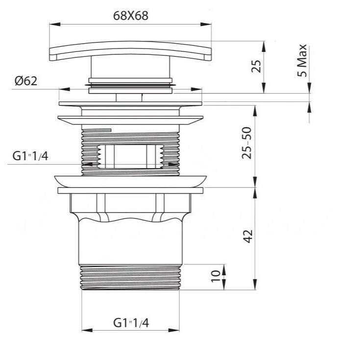 Донный клапан Elghansa WASTE SYSTEMS WBT-225, хром - фотография № 3