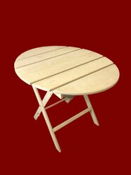 Деревянный складной овальный стол "Артур", натуральный без шлифовки, для дома и дачи