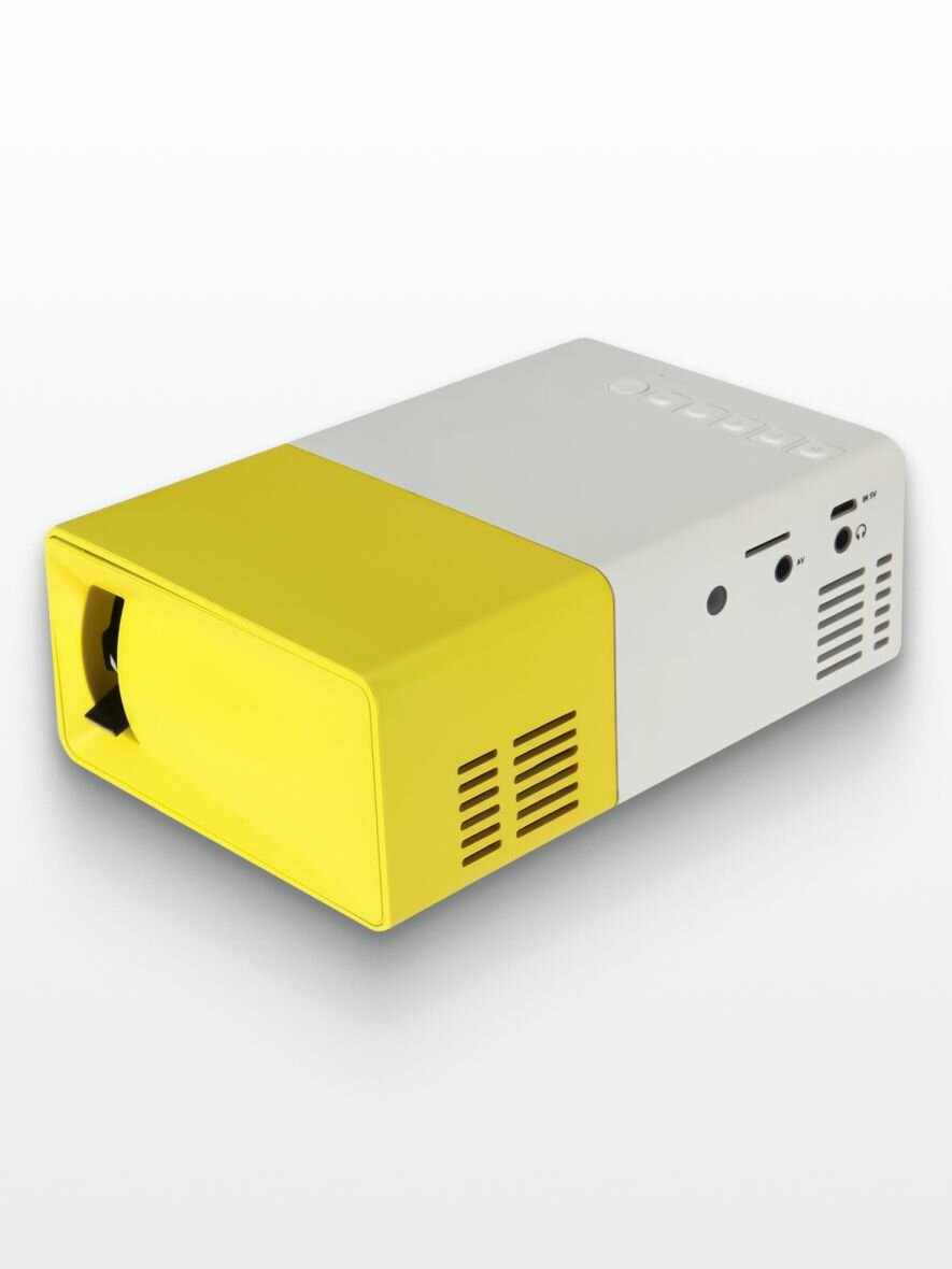Портативный мультимедийный мини проектор для дома, для офиса, LED мини-проектор с пультом, желтый