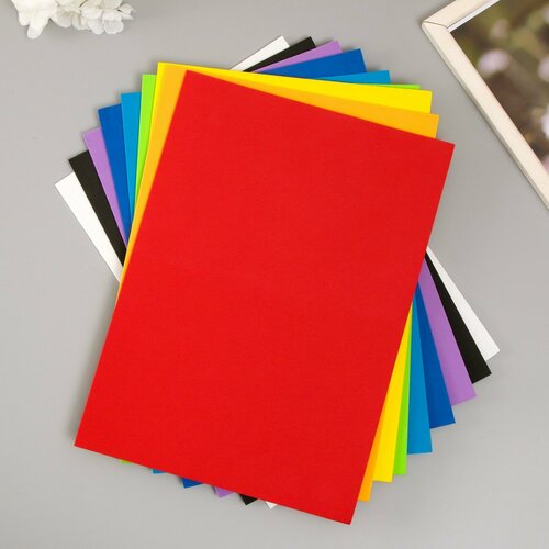 Фоамиран Астра 1 мм 21х297 см набор 9 листов цв ассорти 424₽