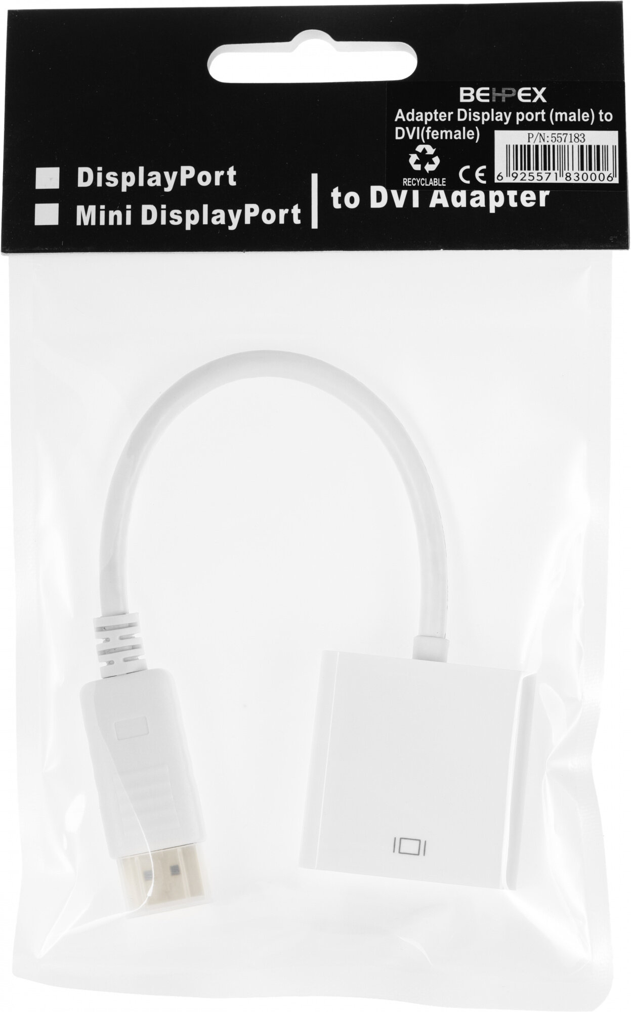 Переходник DisplayPort (m)/DVI (f) Noname - фото №3