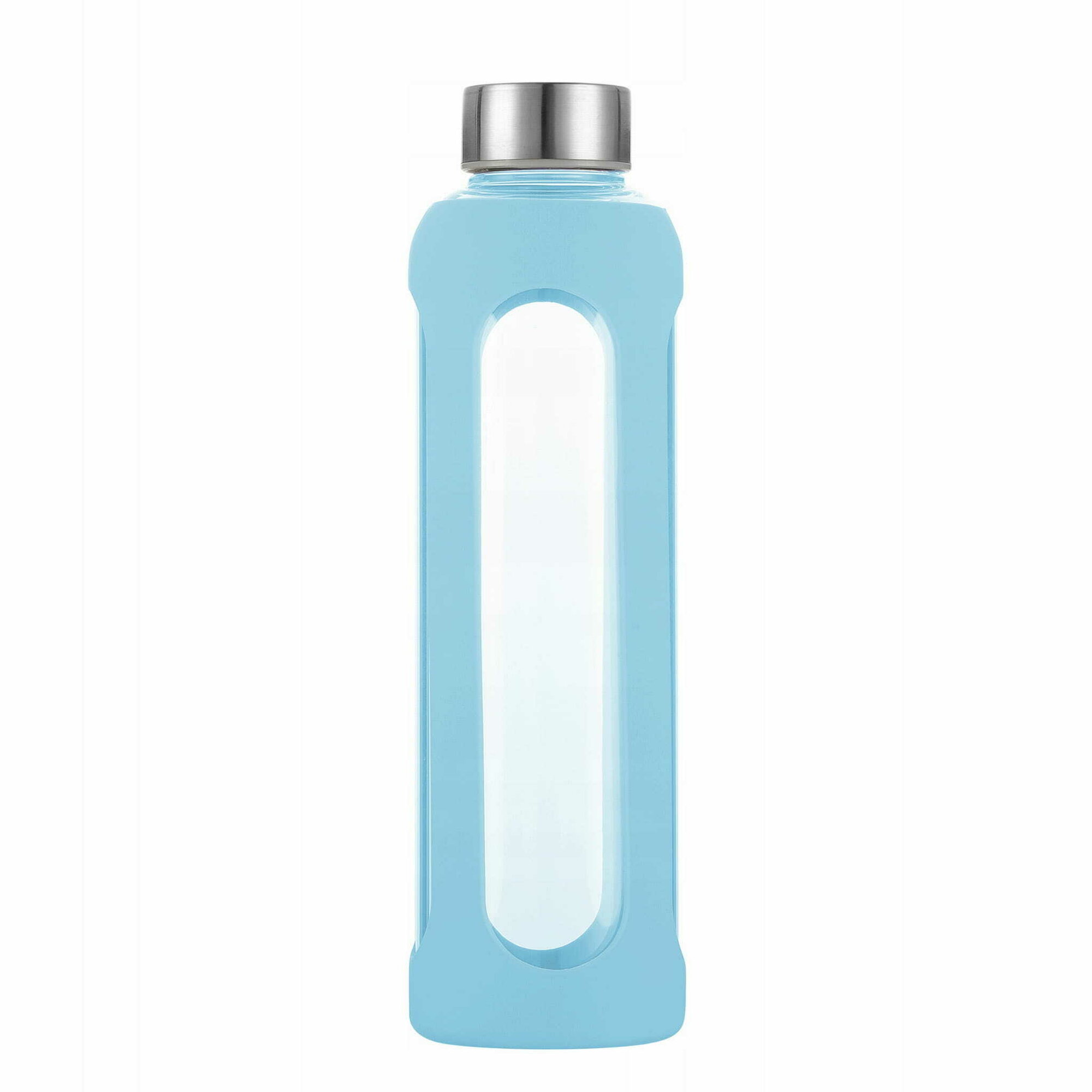 Бутылка для воды 550 мл. Kamille KM 9024 стеклянная в силиконовом чехле (9024 / 0,55 л. / голубой)