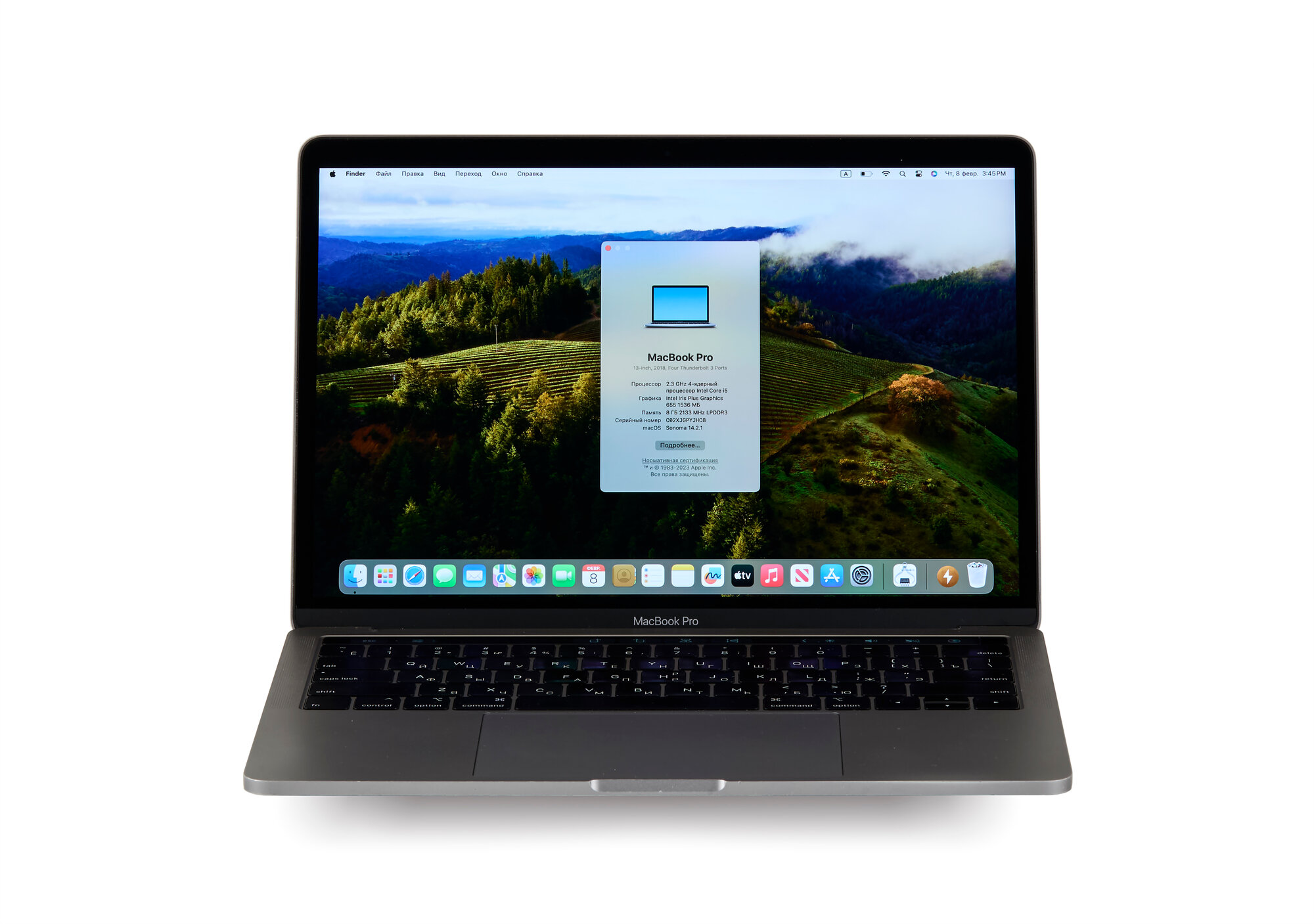 Ноутбук Apple Macbook Pro 13 2018 г Touch Bar A1989 (Производство 2018 г) Core i5 2.3Ггц 4 ядра / Оперативная память 8Гб / SSD 256Gb / Gray