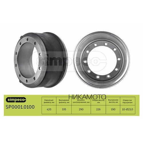 SIMPECO SP00010100 Барабан торм BPW о н0310667620 0310967820 12090₽