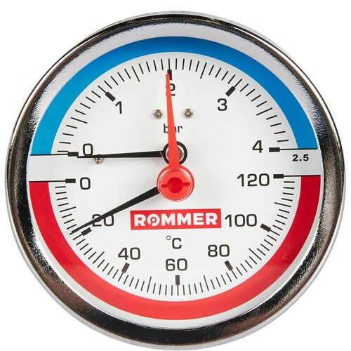 Термоманометр аксиальный ROMMER Dn 80 1/2 0-120 0-4бар (RIM-0005-800415)