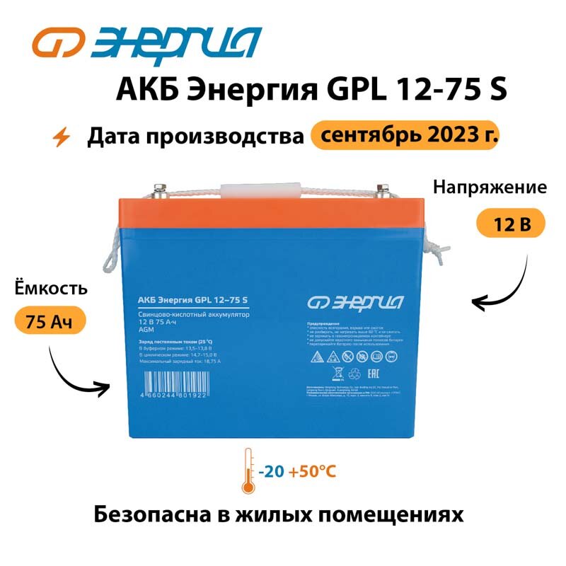 АКБ Энергия GPL 12-75 S