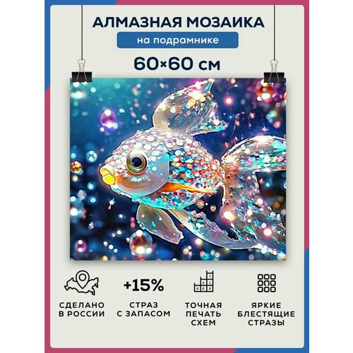 Алмазная мозаика 60x60 Золотая рыбка на подрамнике алмазная мозаика 60x60 девушка рыбка на подрамнике