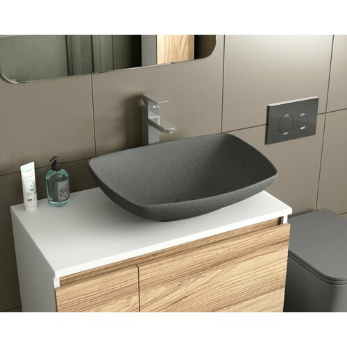 Раковина накладная на столешницу кварцевая BAU Spectrum, серый металлик