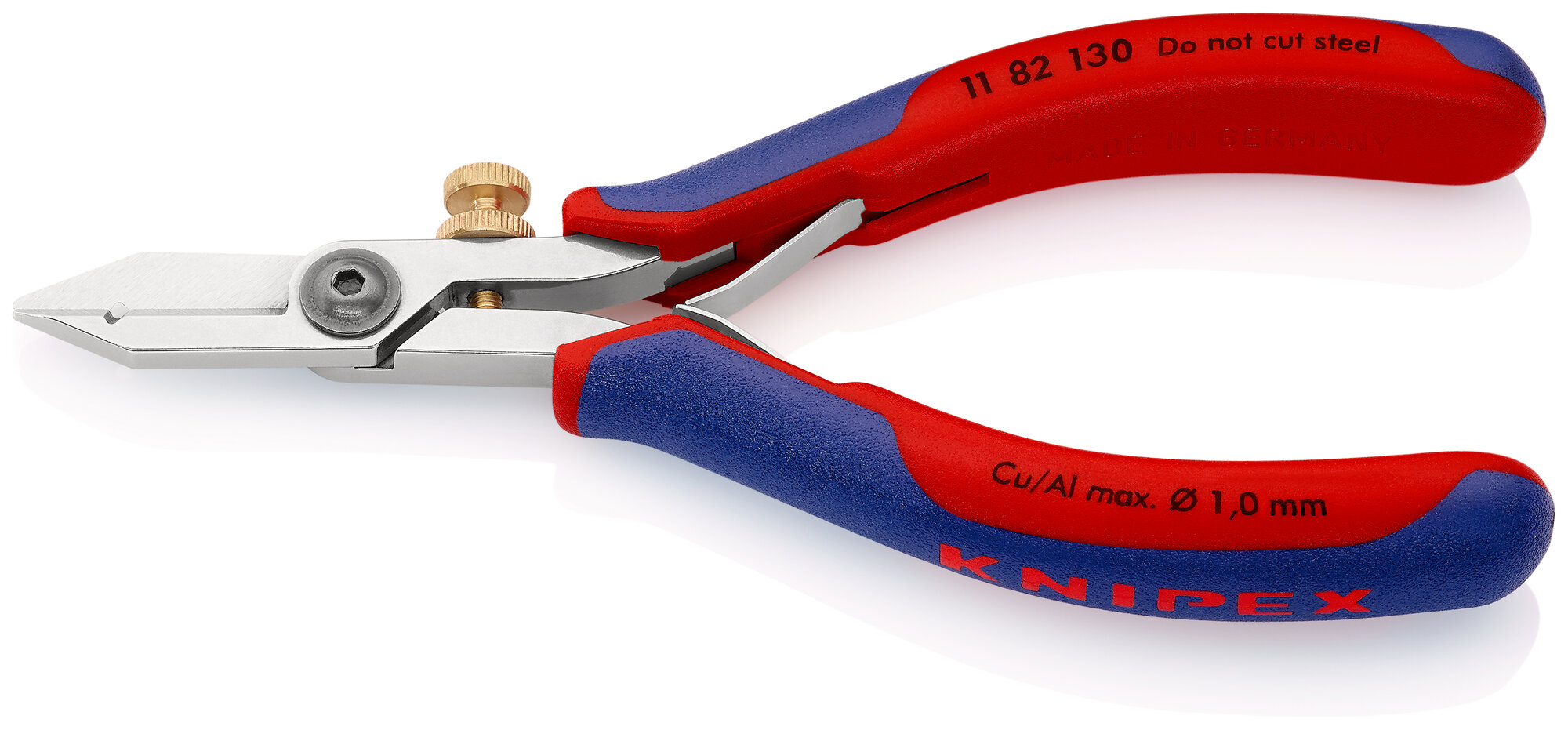 Стриппер-ножницы KNIPEX для электроники, d 0.03-1.0 мм (0.01-0.75 кв. мм.), длина 140 мм, 2-комп ручки KN-1182130