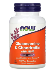 Препарат для укрепления связок и суставов NOW Glucosamine & Chondroitin with MSM, 90 шт.