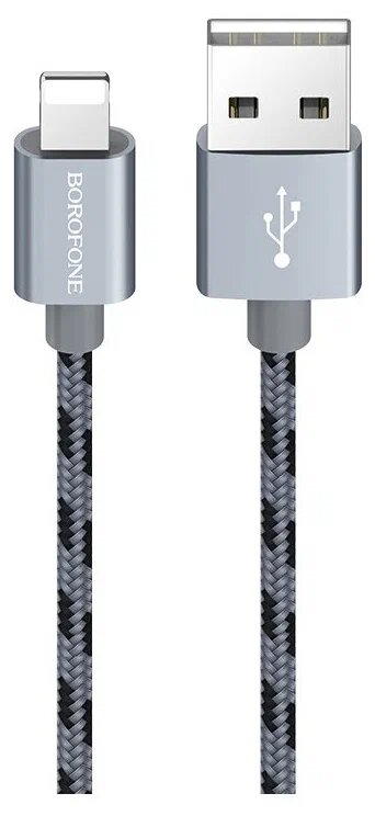 Кабель BOROFONE BX24 Ring current, USB - Lightning, 1м, metal grey