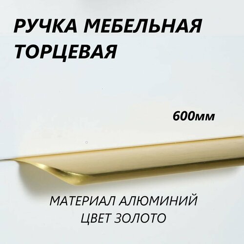 Ручка мебельная торцевая 600 мм золото
