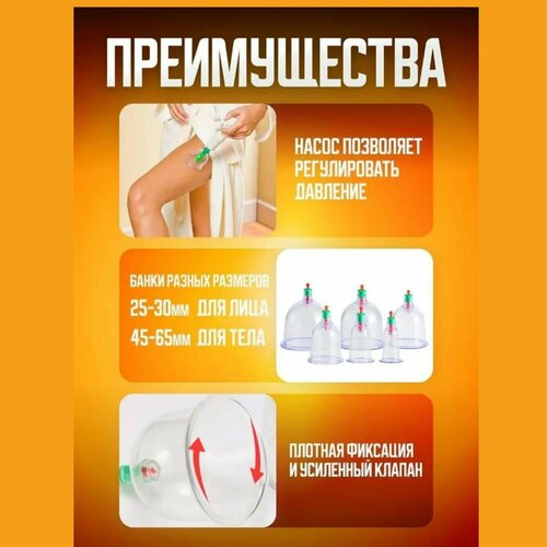 Банки для массажа вакуумные/ С насосом/ от целлюлита, для похудения