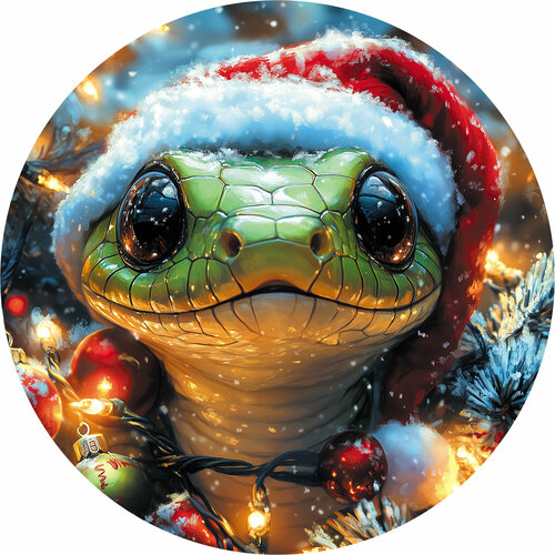 Деревянный пазл Зеленая змея - Символ года 2025 / 30х30см, 184 детали / Новогодний подарок для взрослых и детей