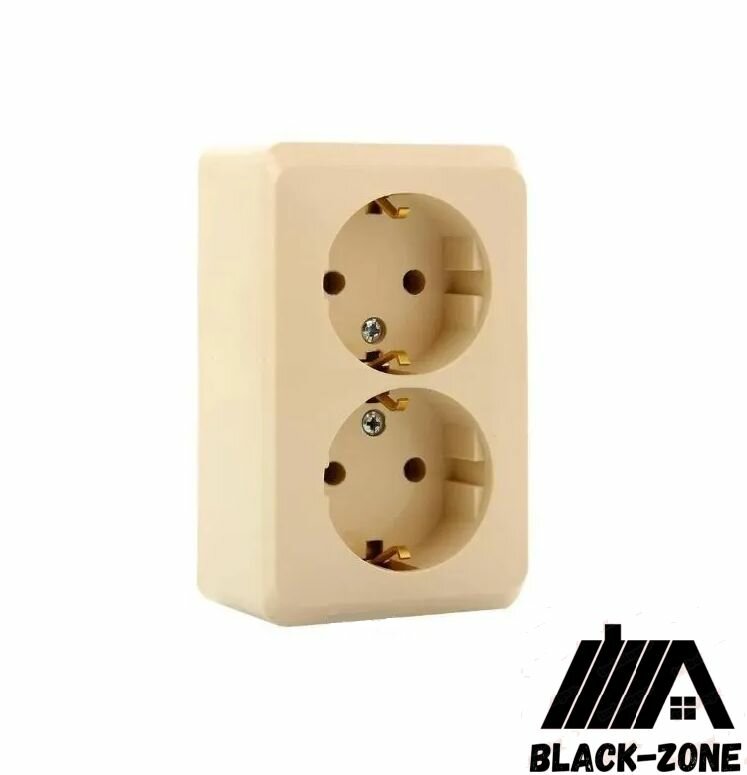 Розетка двойная накладная Schneider Electric Этюд PA16-007k с заземлением цвет кремовый 1 шт