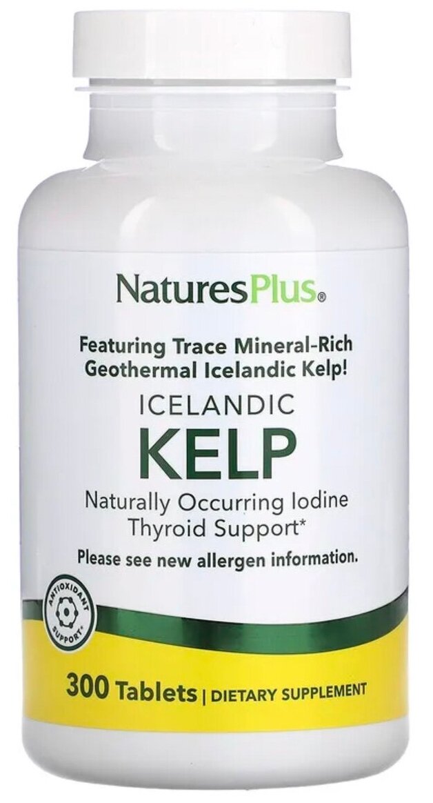 NaturesPlus, Kelp, исландские бурые водоросли, 300 таблеток