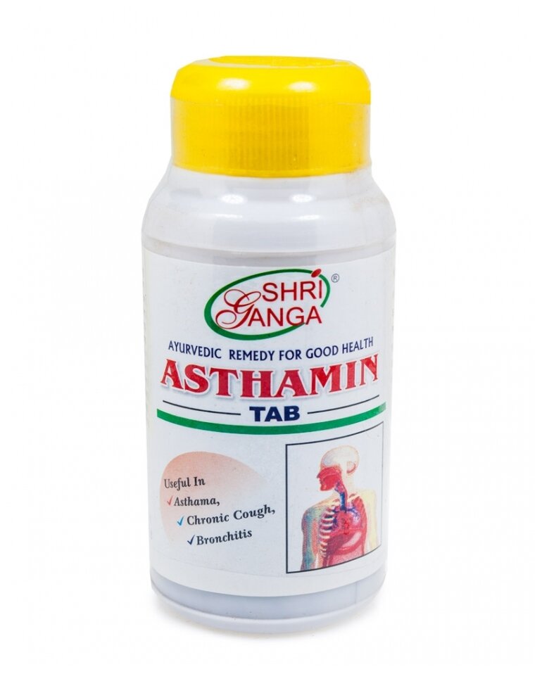 Астамин Шри Ганга для очищения легких при астме бронхите туберкулезе Shri Ganga Asthamin 100 шт.