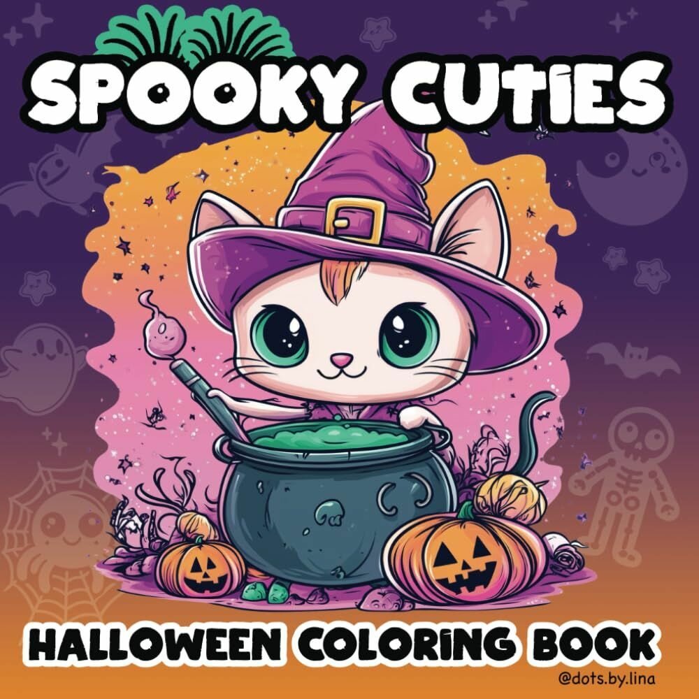 Раскраска антистресс для взрослых и подростков Coco Wyo - Spooky cutie Halloween (кошка ведьма)
