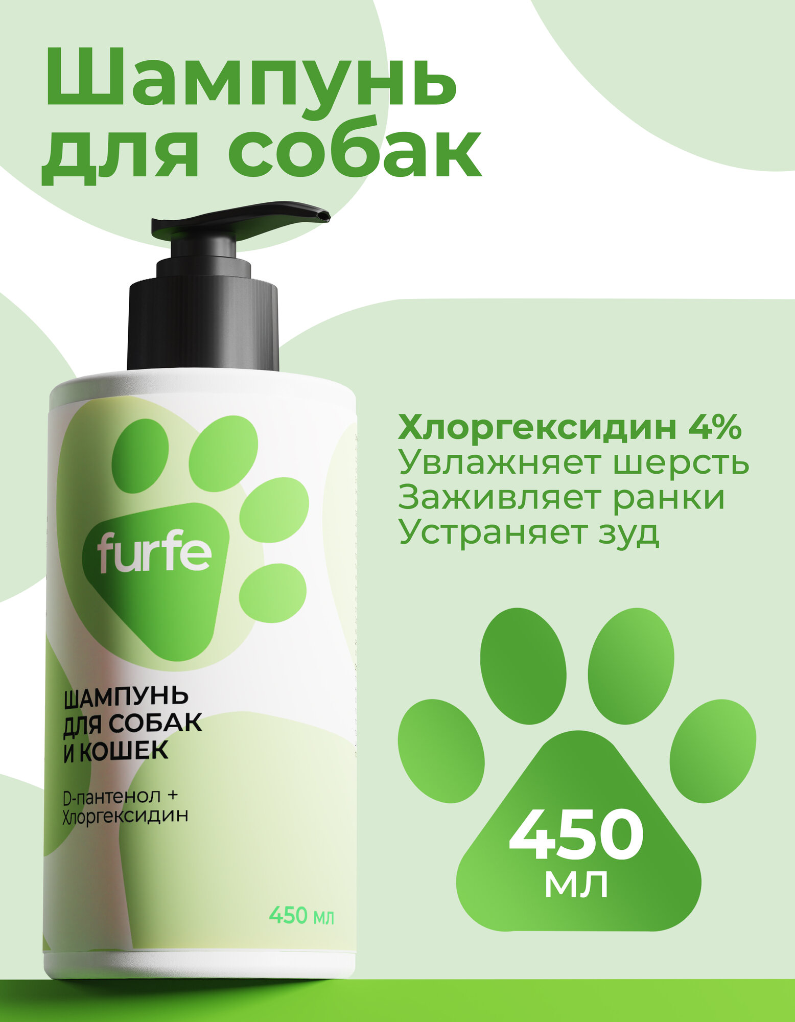 Шампунь для собак и кошек с хлоргескидином и пантенолом шампунь для кошек и собак антибактериальный от зуда и запаха