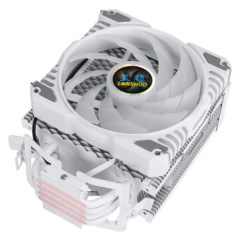 Белый радиатор CPU CoolAngel 4 тепловых трубки 120M RGB — фото 1