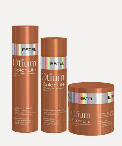 Изображение товара Набор Estel Шампунь деликатный для окрашенных волос otium color life Estel 250 мл + бальзам 200 мл+маска 300 мл.