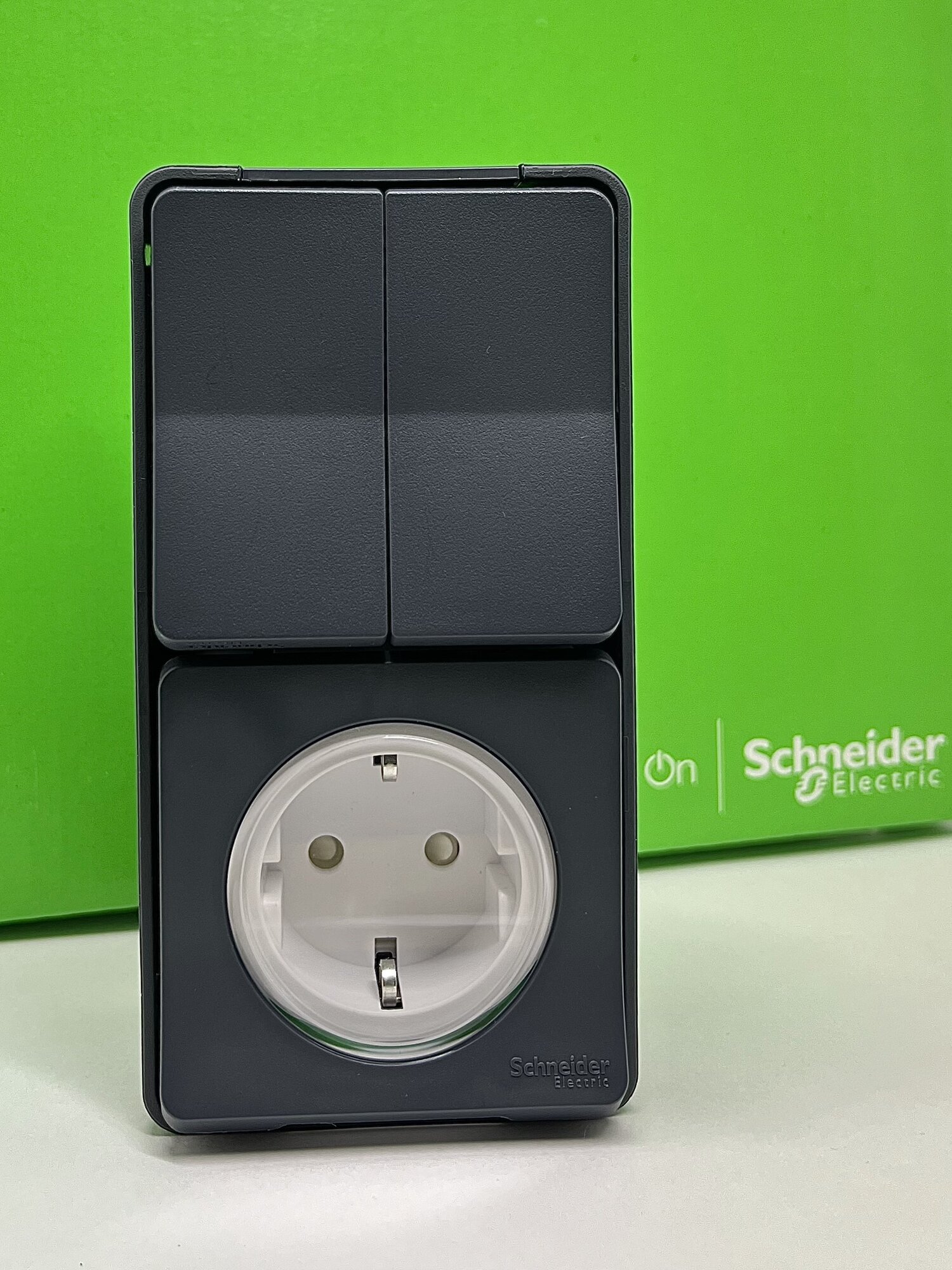 Блок двойной выключатель Schneider Electric Mureva IP55 1 розетка с заземлением