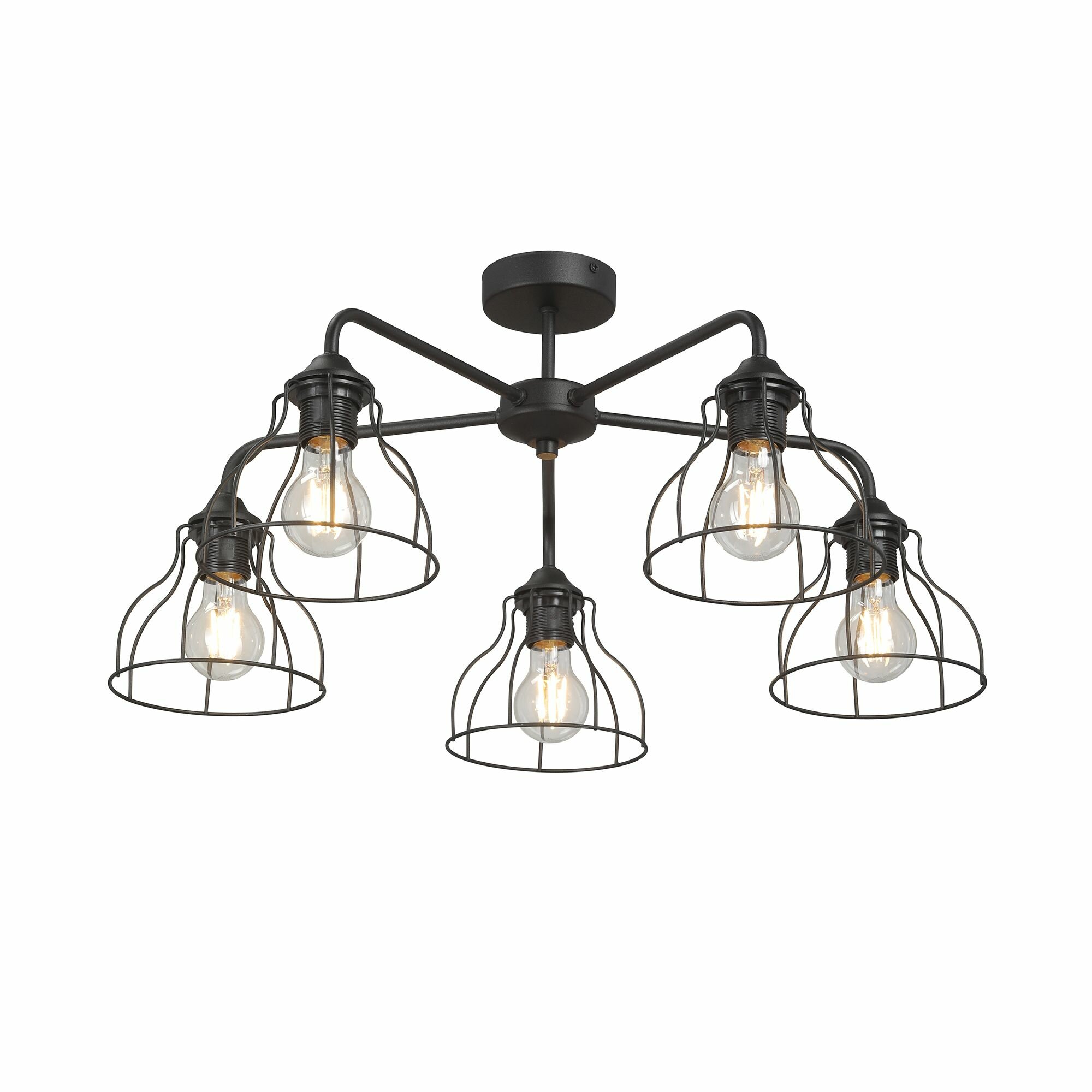 Люстра потолочная Vitaluce V3102 1 5PL   5 ламп 15м2  Е27  макс  40Вт  цвет чёрный матовый 