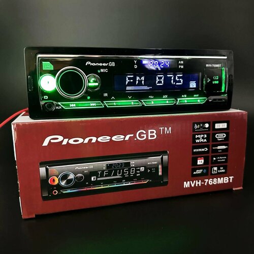 Pioneer.GB 1 DIN / Автомобильная магнитола с Bluetooth в машину / Магнитофон Пионер с USB, AUX для автомобиля с подсветкой + пульт ДУ