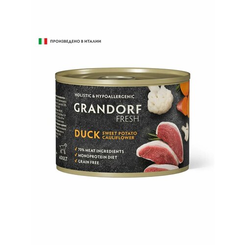 Паштет GRANDORF FRESH dog утка батат цветная капуста 6х200г