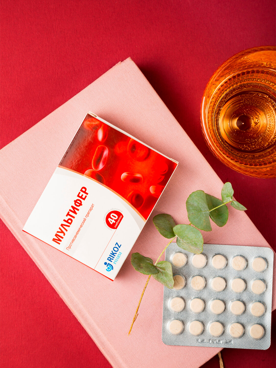 Витамины для анемии, железа и гемоглобина, фолиевая кислота и B12, Multifer, 40 таблеток