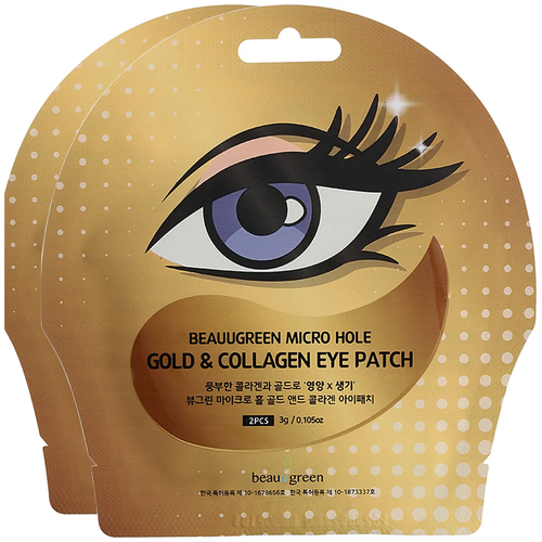Маска-патч под глаза с золотом Beauugreen Micro Hole Gold & Collagen Eye Patch, 2 шт