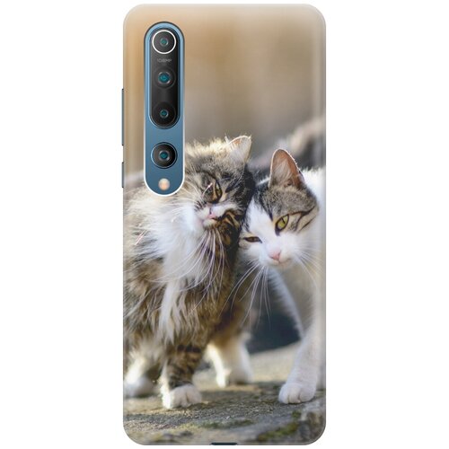 фото Силиконовый чехол на xiaomi mi 10 / сяоми ми 10 с принтом "ласкающиеся кошечки gosso