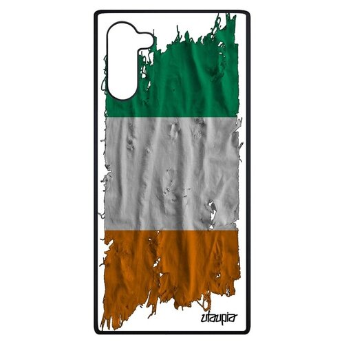 фото Новый чехол на // galaxy note 10 // "флаг кот-д'ивуар на ткани" стиль дизайн, utaupia, белый