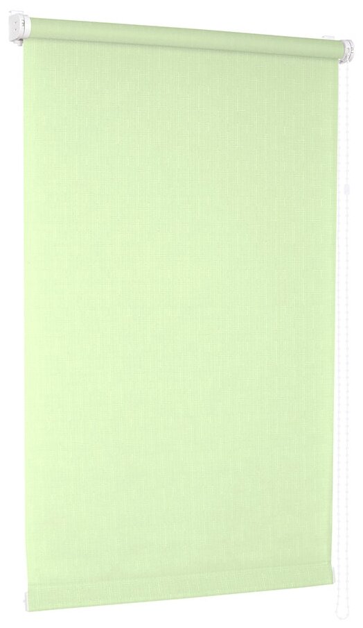 Рулонная штора с направляющими струнами Sola Лён салатовый, ширина 73 см - фотография № 3