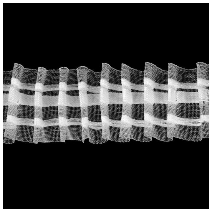 Шторная лента, органза, 4 см, 10 ± 1 м, цвет прозрачный/белый
