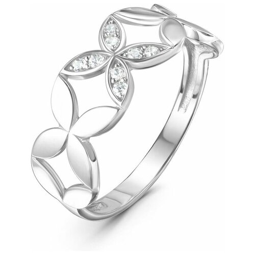 Кольцо из серебра с родированием с фианитами