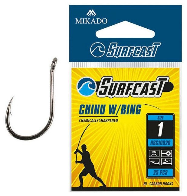 Крючки Mikado SURFCAST- CHINU W/RING № 1 BN (25 шт.)