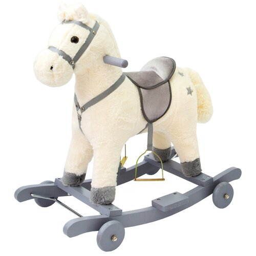 Лошадка каталка-качалка AMAROBABY (Prime), с колесами, белый, 63x35x60 см
