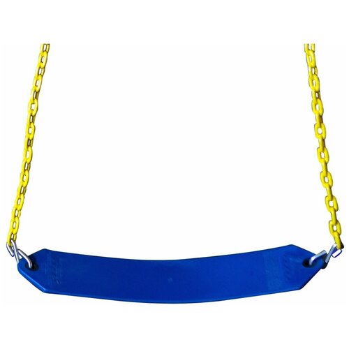 Качели Playgarden мягкие резино-пластиковые (PVC) на цепях облитых пластиком. Сиденье 66х14х0.7см. Длина цепи 168см, пластик 107см. Синие