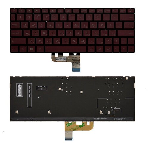 Клавиатура для ноутбука Asus ZenBook 13 UX333FA красная с подсветкой 3950₽
