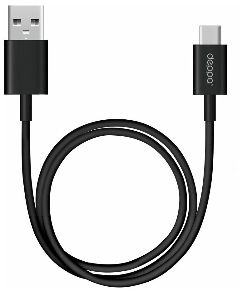 Кабель Deppa USB A - USB Type-C, USB 3.0, 1.2м, черный - фотография № 1