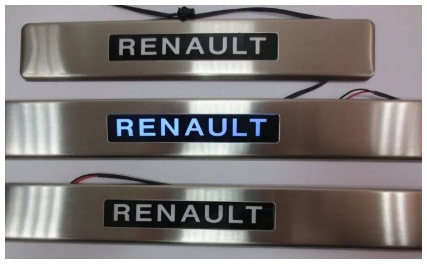 Накладки на пороги светящиеся Renault Logan 1 и 2 / Рено Логан